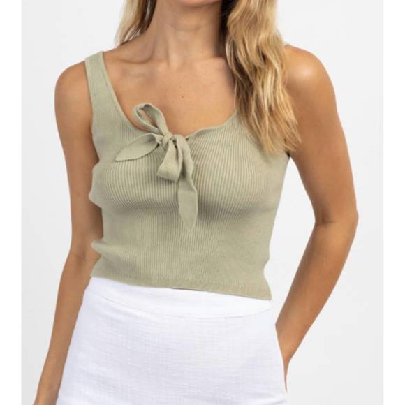 NEW PROMESA bow bliss knit ribbed tank in sage - Picture 1 of 6